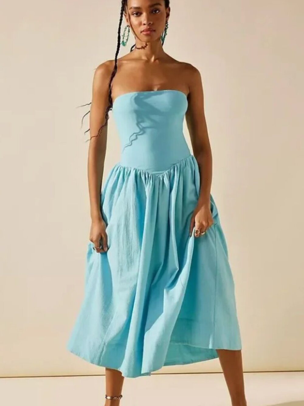 Free People Onda Drop Waist Strapless Midi Dress